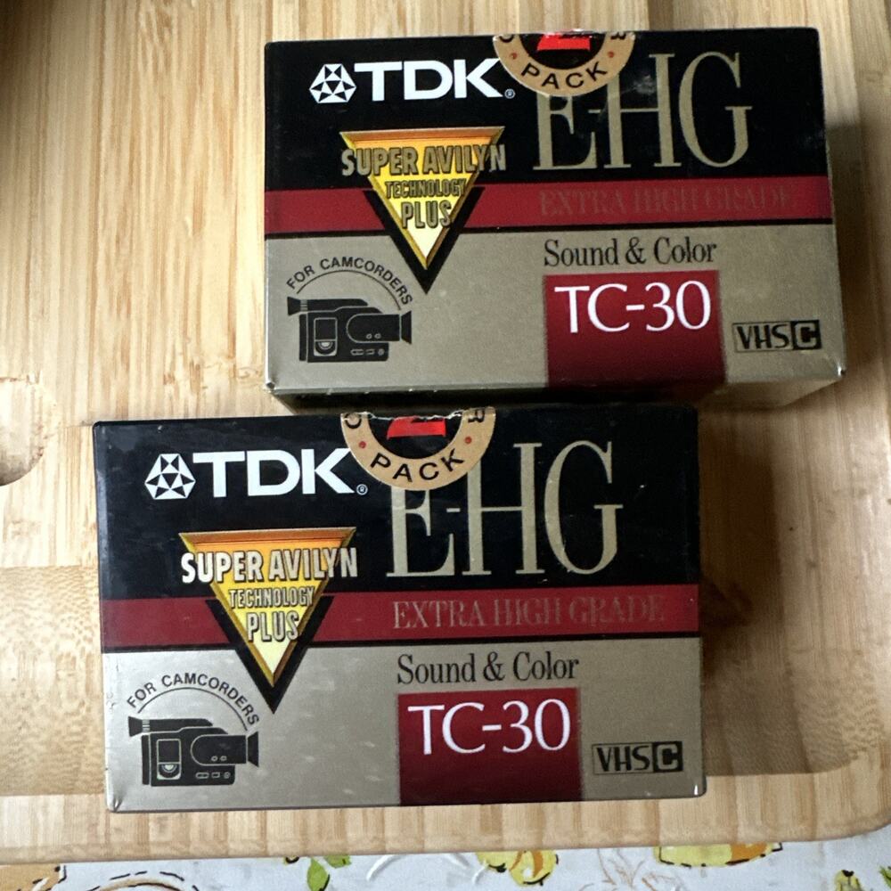 Lot of 2 TDK EHG Extra High Grade TC-30 Blank VHS Tapes Sealed Avilyn Technology